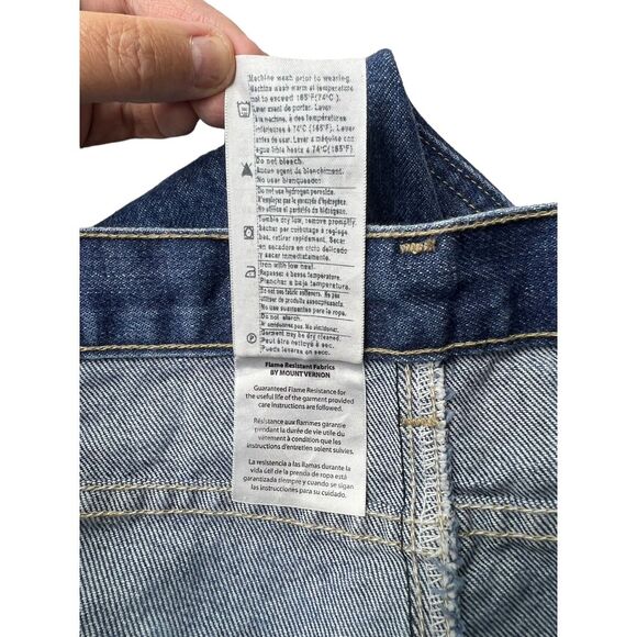 Men's Carhartt Denim Blue Work Jeans Relaxed Fit Flame Resistant Size 38X32‎ - Picture 5 of 10